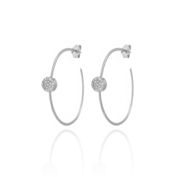 Silver Zircon Earrings Zirconia Earrings - 28mm Hoop