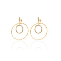 Silver Zircon Earrings Zirconia Earrings - 35mm Hoop