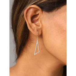 Silver Zircon Earrings Triangle Zirconia Earrings - 49 mm - Gold Plated and Rhodium Silver