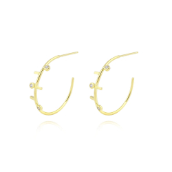 Silver Zircon Earrings Zirconia Earrings - Hoop 23mm