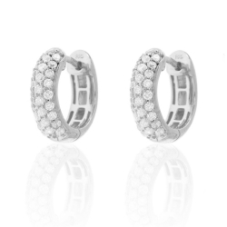 Silver Zircon Earrings Zirconia Earrings - 16mm Hoop