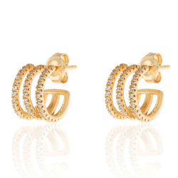 Silver Zircon Earrings Zirconia Earrings - Triple 9 * 10