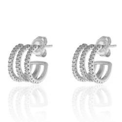 Silver Zircon Earrings Zirconia Earrings - Triple 9 * 10