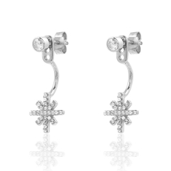 Silver Zircon Earrings Zirconia Earrings - Snow