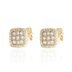 Silver Zircon Earrings Zirconia Earrings - Square 9 * 9