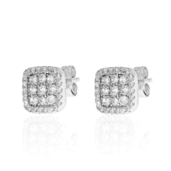 Boucles D'Oreilles Argent Zircone Boucles d'oreilles Zircone - Carré 9x9