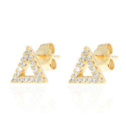 Silver Zircon Earrings Zirconia Earrings - Triangle 8mm