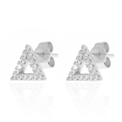 Silver Zircon Earrings Zirconia Earrings - Triangle 8mm