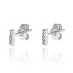 Silver Zircon Earrings Zirconia Earrings - Bar White Zircon