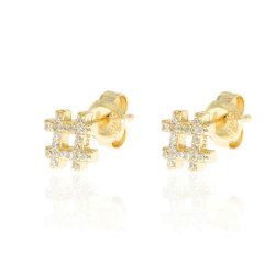 Boucles D'Oreilles Argent Zircone Boucles d'oreilles Zircone - Croisillon 6x6