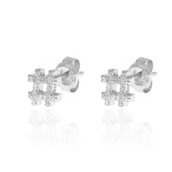 Silver Zircon Earrings Zirconia Earrings - 6 * 6 Pad