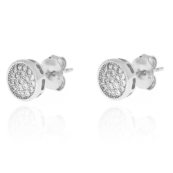 Silver Zircon Earrings Zirconia Bracelet - Button 8mm