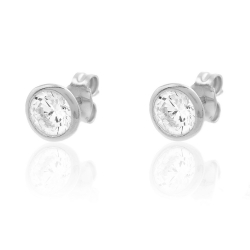 Silver Zircon Earrings Zirconia Earrings - 6mm