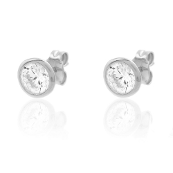 Silver Zircon Earrings Zirconia Earrings - 6mm