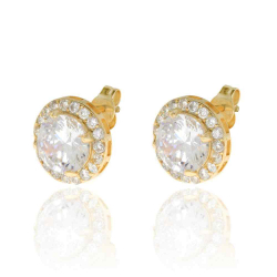 Silver Zircon Earrings Zircon Earrings - 12MM