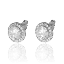 Silver Zircon Earrings Zircon Earrings - 12MM