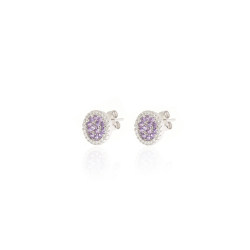 Silver Zircon Earrings Zirconia Earrings - CZ Lilia 10MM
