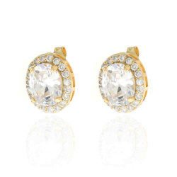 Silver Zircon Earrings Zirconia Earrings - 10 * 12 mm