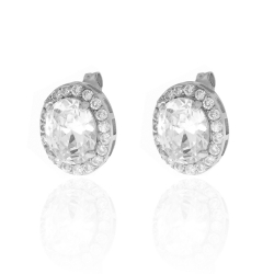 Silver Zircon Earrings Zirconia Earrings - 10 * 12 mm