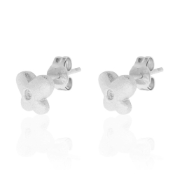 Silver Zircon Earrings Zirconia Earrings - Butterfly 8mm