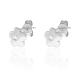 Boucles D'Oreilles Argent Zircone Boucles d'oreilles Zircone - Fleur 7 mm