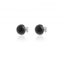 Silver Zircon Earrings Zirconia Earrings - 9MM - Silver and Black Zirconi
