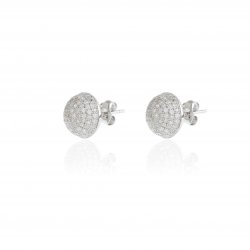 Silver Zircon Earrings Zirconia Earrings - 9MM - Silver and Black Zirconi