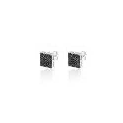 Silver Zircon Earrings Zirconia Earrings - Square 9mm