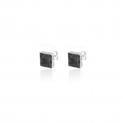 Silver Zircon Earrings Zirconia Earrings - Square 9mm