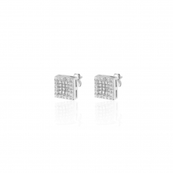 Silver Zircon Earrings Zirconia Earrings - Square 9mm