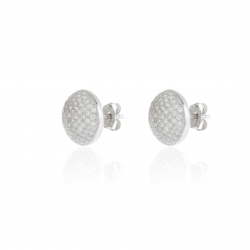 Pendiente Plata Circonita Pendientes Círculo - Circonita Blanca y Negra - 13 mm - Plata Rodiada