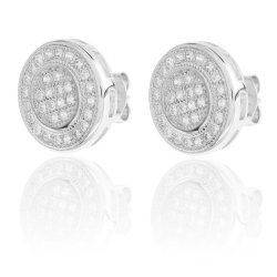 Silver Zircon Earrings Zirconia Earrings - Circle 12mm