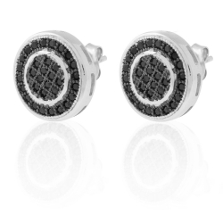 Silver Zircon Earrings Zirconia Earrings - Circle 12mm