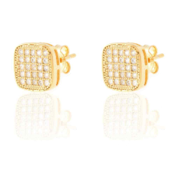 Silver Zircon Earrings Zirconia Earrings - Square 8mm