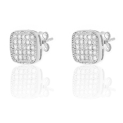 Silver Zircon Earrings Zirconia Earrings - Square 8mm
