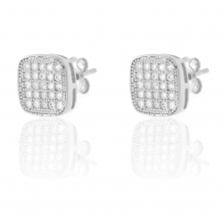 Silver Zircon Earrings Zirconia Earrings - Square 8mm