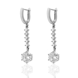 Silver Zircon Earrings Zirconia Earrings - Length 25mm