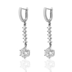 Boucles D'Oreilles Argent Zircone Boucles d'oreilles Zircone - Longueur 25 mm