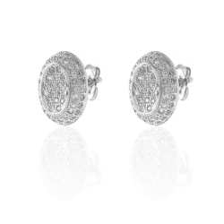 Silver Zircon Earrings Zirconia Earrings - Oval 9 * 13