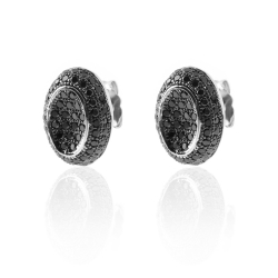 Silver Zircon Earrings Zirconia Earrings - Oval 9 * 13
