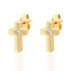 Silver Zircon Earrings Zirconia Earrings - Cross