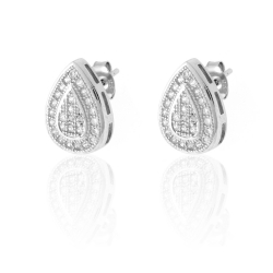 Silver Zircon Earrings Zirconia Earrings - Lagrima 10 * 14