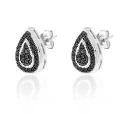 Silver Zircon Earrings Zirconia Earrings - Lagrima 10 * 14