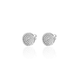 Silver Zircon Earrings Zirconia Earrings - Circle 13mm