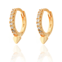 Silver Zircon Earrings Hoop Earring - White Zircon