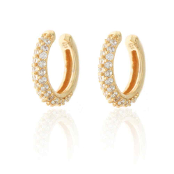 Silver Zircon Earrings Earcuff Hoop - Zircon White