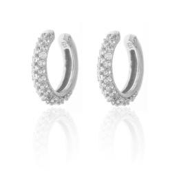 Boucles D'Oreilles Argent Zircone Earcuff 13 mm - Zircone de couleur Blanche