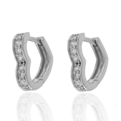 Silver Zircon Earrings Earring Heart - White Zircon - 13mm