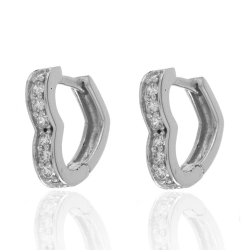 Boucles D'Oreilles Argent Zircone Boucles d'oreilles Cœur - Zircone de couleur Blanche - 13 mm