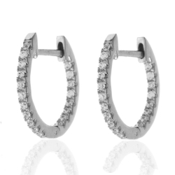 Silver Zircon Earrings Hoop Earrings - Black Zirconia